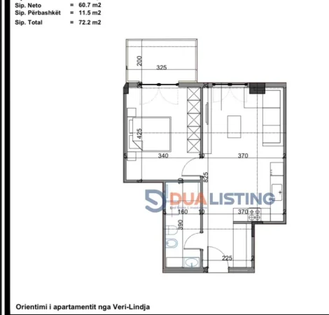 Tirane, shitet apartament 1+1+Ballkon Kati 4, 72 m² 119.130 €