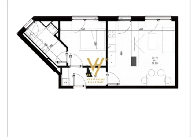 Tirane, shitet apartament 1+1+Ballkon Kati 0, 61 m² (MJULL BATHORE)