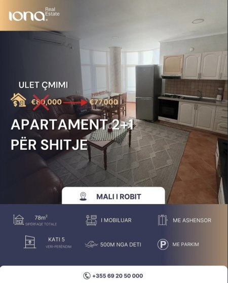 Mali Robit, shitet apartament 2+1 , 78 m² 77.000 € 