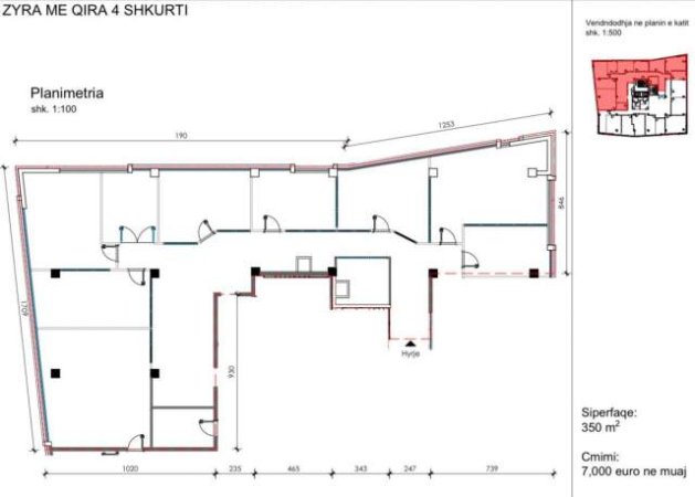 Tirane, jap me qera zyre Kati 2, 350 m² 7.000 Euro