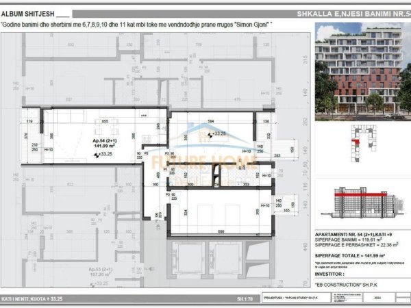 Tirane, shitet apartament 2+1 Kati 9, 142 m² 199.000 € (Meis Residence , Fusha Aviacionit)