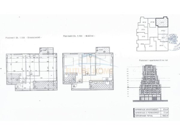 Tirane, shitet apartament 2+1+Ballkon Kati 5, 105 m² 292.600 € (Rruga e Barrikadave)