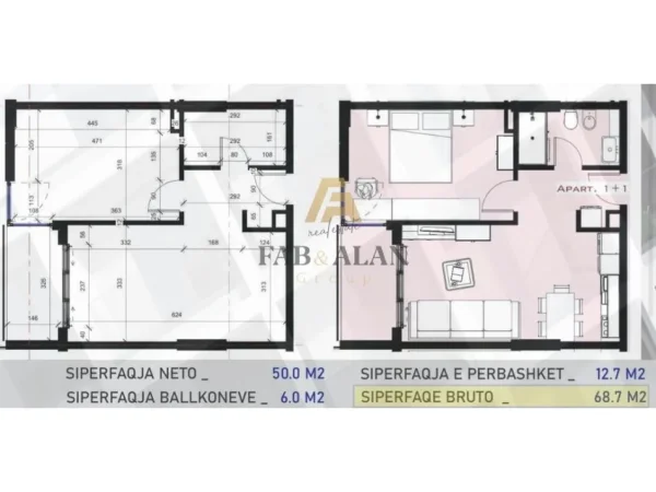 Mali Robit, shitet apartament 1+1 Kati 2, 69 m² 82.440 € (Mali I Robit)