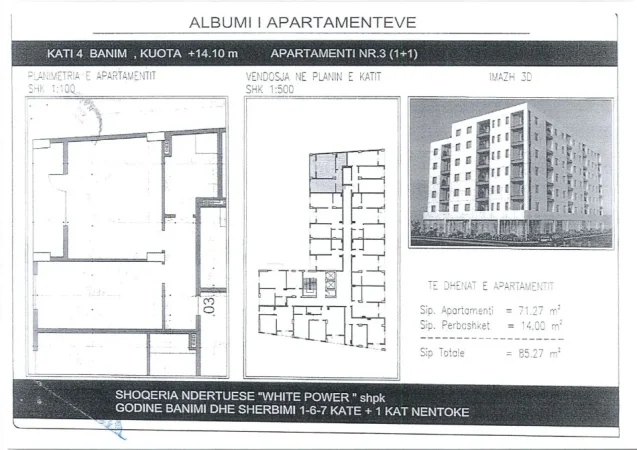 Tirane, shitet apartament 1+1 Kati 4, 85 m² 73.800 € (Kamez)