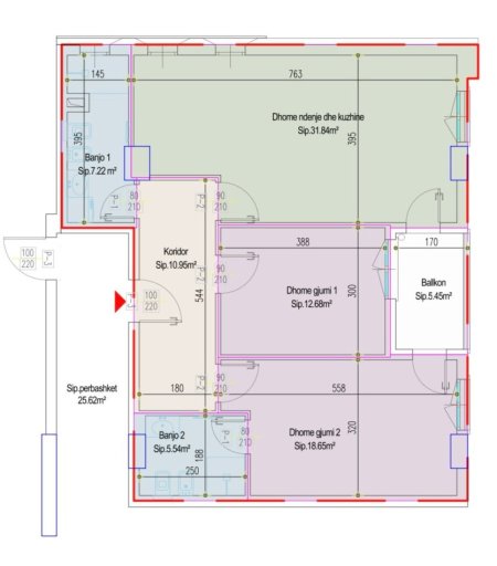 Tirane, shitet apartament 2+1+Ballkon , 118 m² (Rruga Ndre Mjeda)