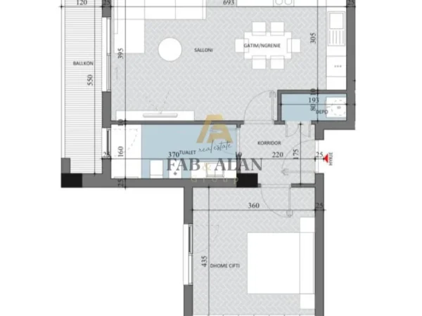 Tirane, shitet apartament 1+1 Kati 5, 79 m² 78.750 € (Paskuqan)