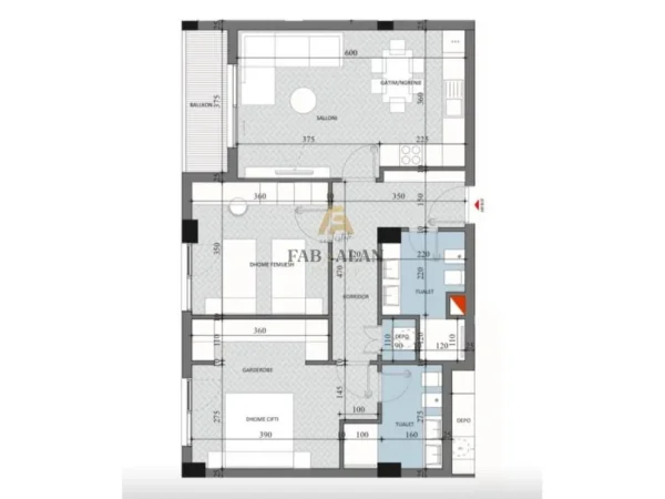 Tirane, shitet apartament 2+1 Kati 2, 102 m² 102.400 € (Paskuqan)