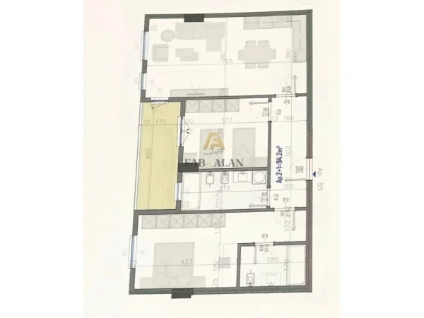 Tirane, shitet apartament 2+1 Kati 8, 109 m² 98.400 € (Kamez)