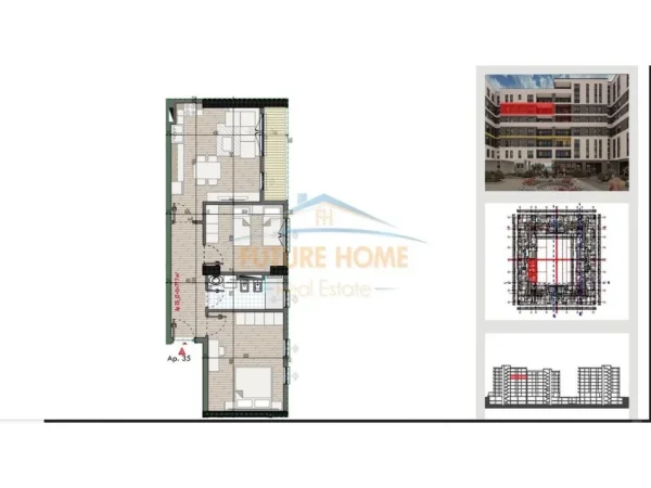 Tirane, shitet apartament 2+1 Kati 5, 91 m² 91.500 € (Univers City , QTU)