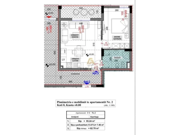 Tirane, shitet apartament 1+1 Kati 0, 63 m² 94.050 € (Sauk)