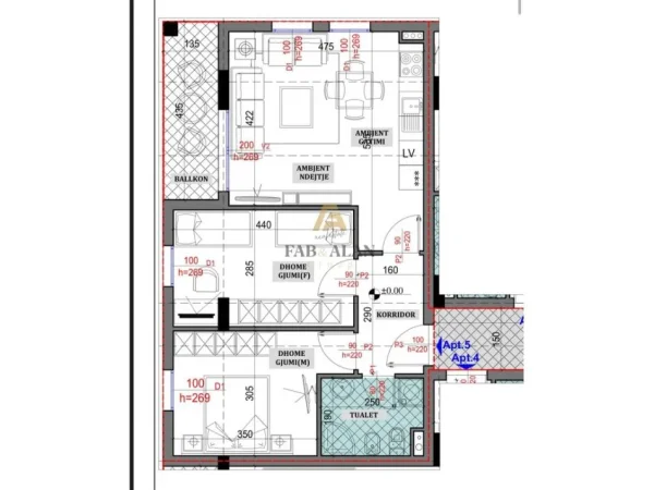 Tirane, shitet apartament 2+1 Kati 0, 79 m² 118.560 € (Sauk)