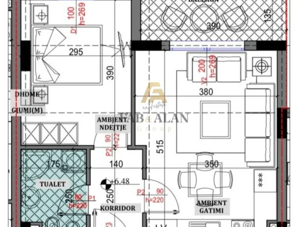 Tirane, shitet apartament 1+1 Kati 2, 57 m² 96.660 € (Sauk)