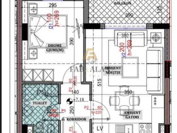 Tirane, shitet apartament 1+1 Kati 2, 57 m² 96.300 € (Sauk)