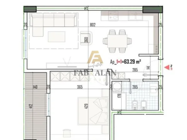 Tirane, shitet apartament 1+1 Kati 5, 73 m² 72.860 € (Paskuqan)