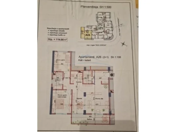 Tirane, shitet apartament 2+1 Kati 4, 115 m² 220.000 € (Prane Shkolles 4 Deshmoret)