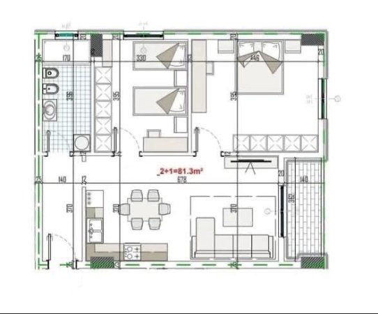 Tirane, shitet apartament 2+1 Kati 4, 94 m² (Rezidenca Apollo)