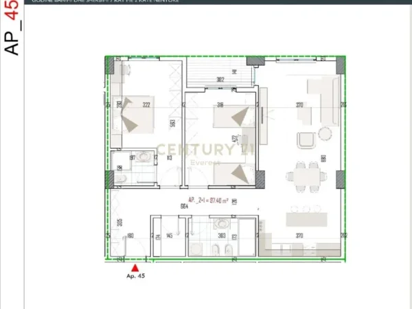Tirane, shitet apartament 2+1+Aneks+Ballkon Kati 4, 113 m² 108.000 € (Paskuqan)