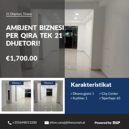Tirane, jepet me qera ambjent biznesi Kati 0, 65 m² 1.700 € (Rruga e Kavajes)
