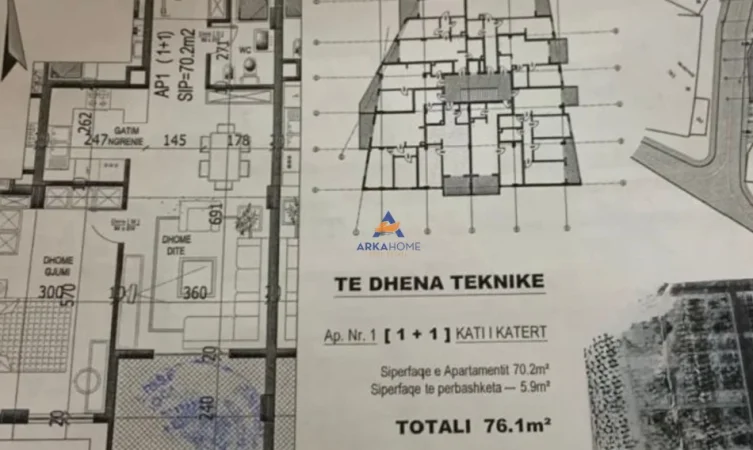 Tirane, shitet apartament 1+1+Ballkon Kati 4, 76 m² 91.320 € (FRESK)