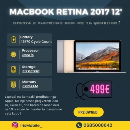 Tirane, shes Laptop MACBOOK PRO/AIR 499 Euro