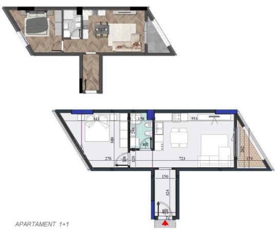 Tirane, shitet apartament 1+1+BLK Kati 6, 71 m² 106.650 Euro (Laprake)