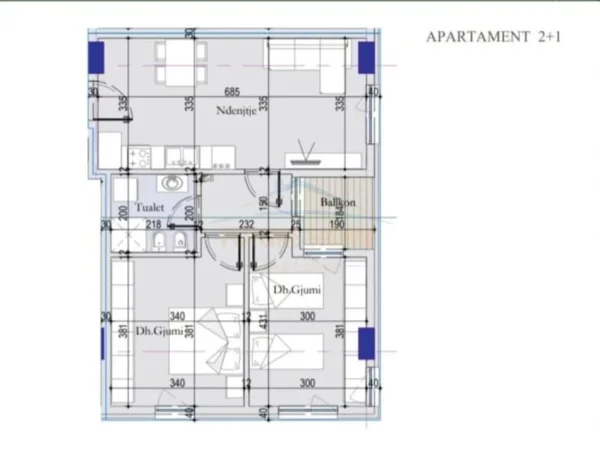 Tirane, shitet apartament 2+1+Ballkon Kati 3, 83 m² 108.290 € (Casa Italia)