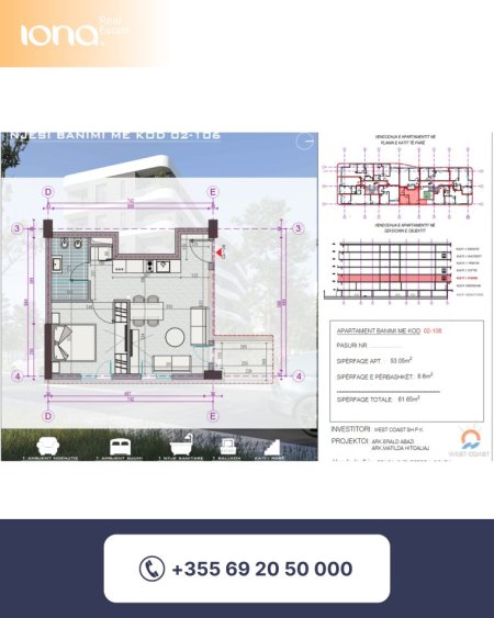 Golem, shitet apartament 1+1 Kati 1, 61 m² 77.060 € 