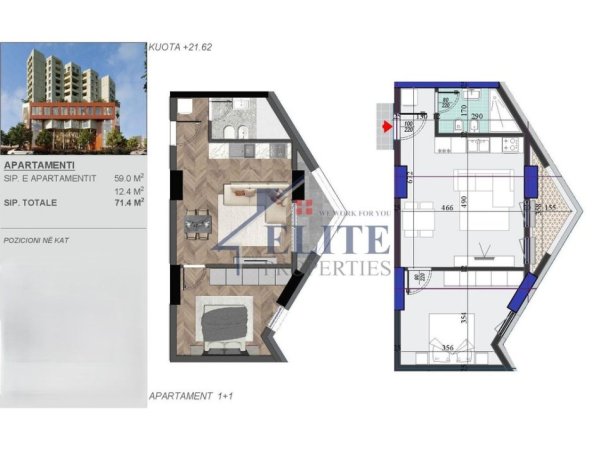 Tirane, shitet apartament 2+1+Ballkon Kati 3, 71 m² 117.810 € (Rruga Dritan Hoxha)