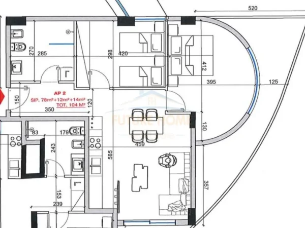 Vlore, shitet apartament 2+1+Ballkon Kati 1, 104 m² 284.200 € (Vlore)