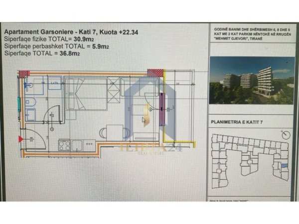 Tirane, shitet garsonier 1+1 Kati 7, 37 m² 44.160 € (Paskuqan Kompleksi ALUNA)