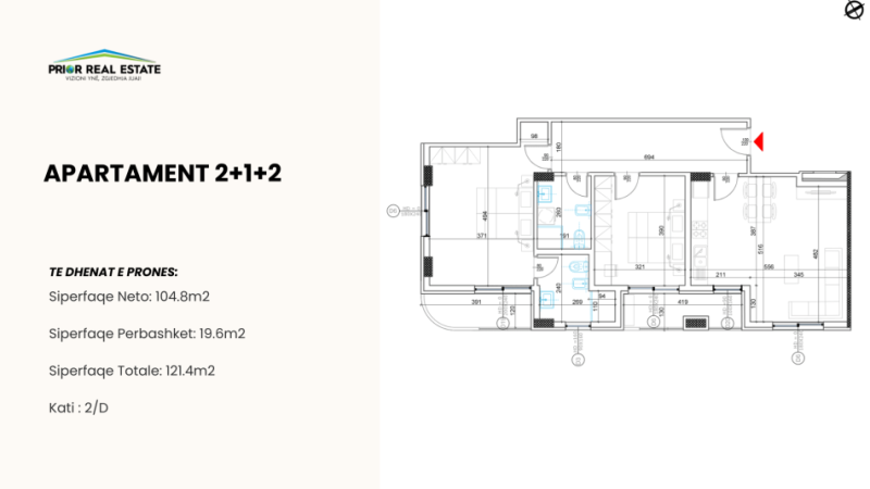 Tirane, shitet apartament 2+1+Ballkon , 118 m² (Liqeni i thate) 2000euro m2