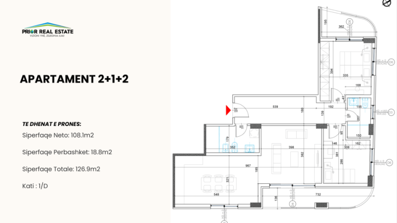 Tirane, shitet apartament 2+1+Ballkon , 118 m² (Liqeni i thate) 2000euro m2