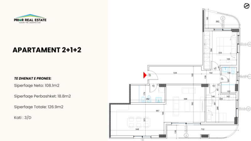 Tirane, shitet apartament 2+1+Ballkon , 118 m² (Liqeni i thate) 2000euro m2