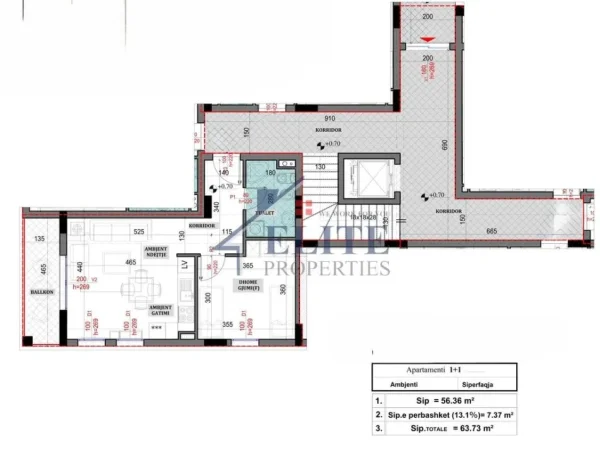 Tirane, shitet apartament 1+1+Ballkon Kati 0, 64 m² 98.782 € (Sauk i Vjeter)