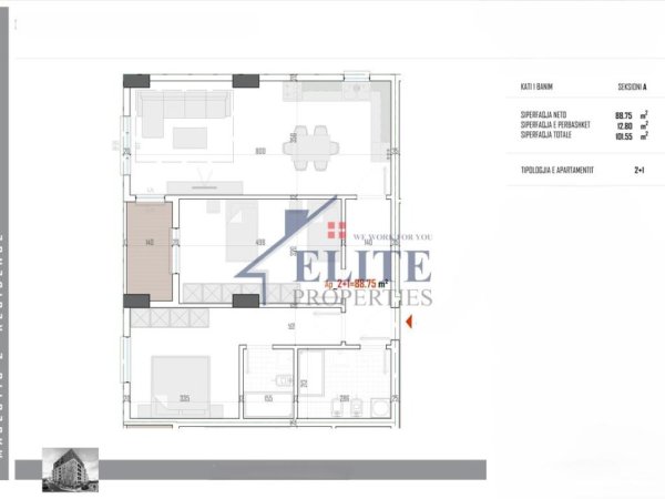 Tirane, shitet apartament 2+1+Ballkon Kati 2, 102 m² 101.550 € (Paskuqan)