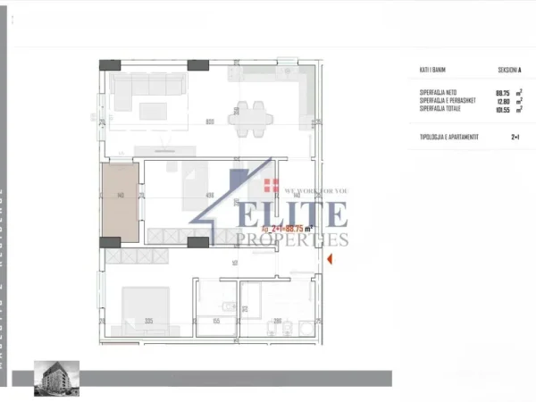 Tirane, shitet apartament 2+1+Ballkon Kati 2, 102 m² 101.550 € (Paskuqan)