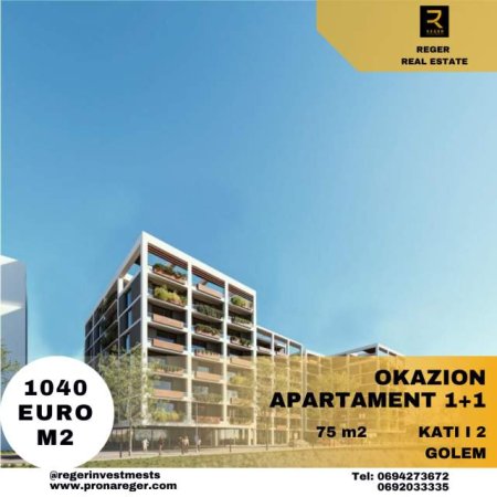 Durres, shitet apartament 1+1 Kati 2, 75 m² 78.000 Euro (Golem)