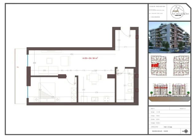 Durres, shitet apartament 2+1 Kati 4, 83 m² (Mali i robit)