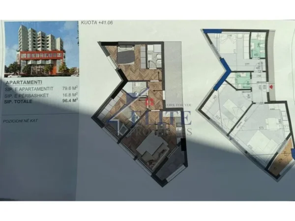 Tirane, shitet apartament 2+1+Ballkon Kati 9, 96 m² 173.520 € (Colonnade Residence, Zogu i Zi)