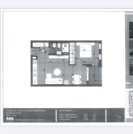Tirane, shitet apartament 1+1 Kati 6, 66 m² 45.000 € 