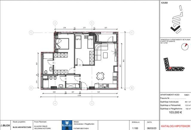 Tirane, shes apartament 2+1 Kati 6, 102 m² 103.000 Euro (Pasho Hysa)