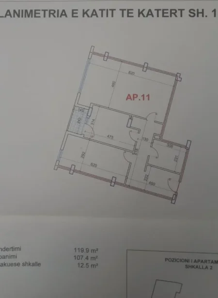 Tirane, shes apartament 2+1+Ballkon Kati 5, 120 m² 192.000 € (Rruga Eshref Frasheri)