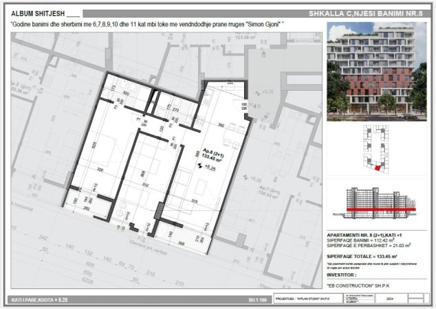 Tirane, shitet apartament 2+1 Kati 1, 193.500 € 
