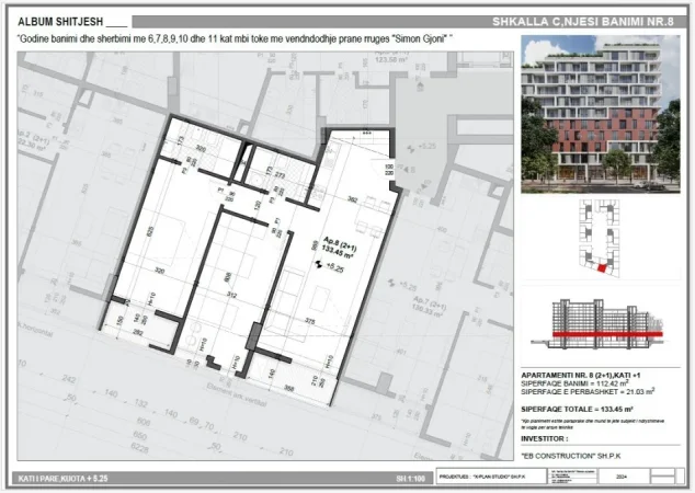 Tirane, shitet apartament 2+1 Kati 1, 193.500 € 