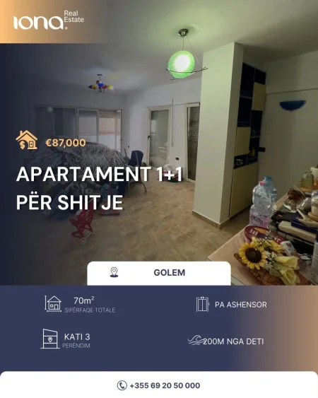 Golem, shitet apartament 1+1 Kati 3, 70 m² 87.000 €