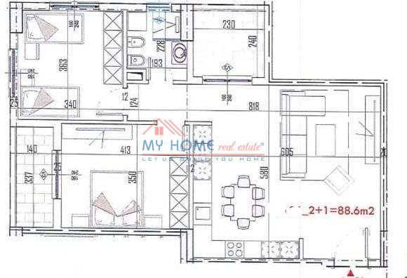 Tirane, shitet apartament 2+1+Ballkon Kati 3, 101 m² 106.995 € (Paskuqan)