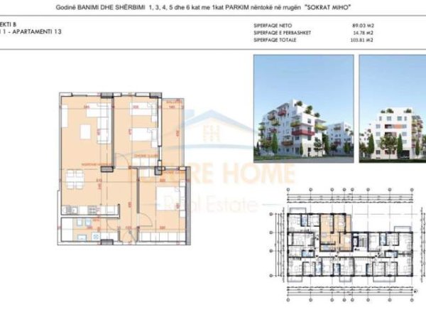 Tirane, shes apartament 2+1+BLK Kati 1, 104 m² 88.300 Euro (Unaza e Re)