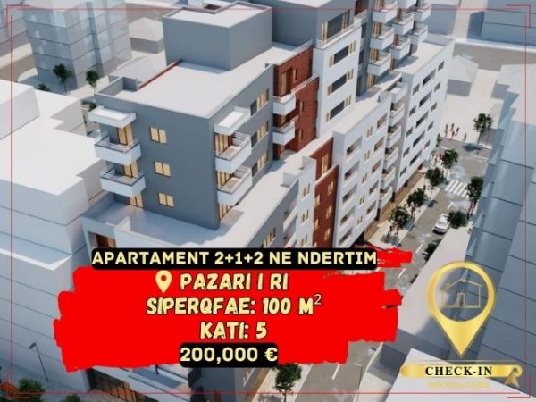 Tirane, shitet apartament 2+1+A+BLK Kati 5, 100 m² 200.000 Euro (Pazari i Ri)