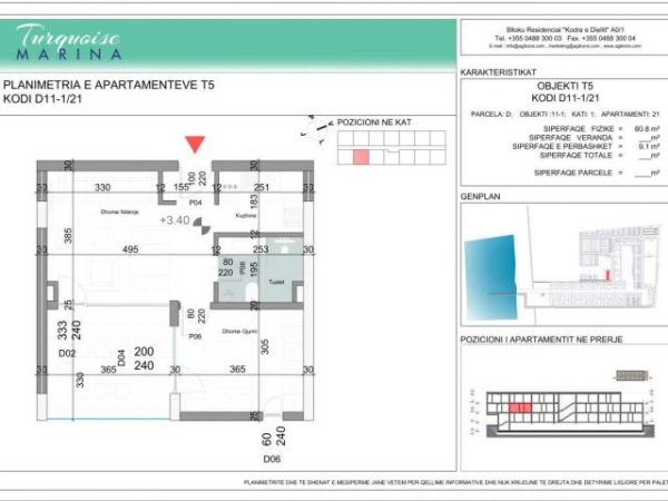 Gjiri Lalezit, shitet apartament 1+1 Kati 1, 61 m² 141.000 Euro (Hamallaj)