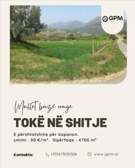 Tirane, shitet toke ne Mullet  , 4.700 m².